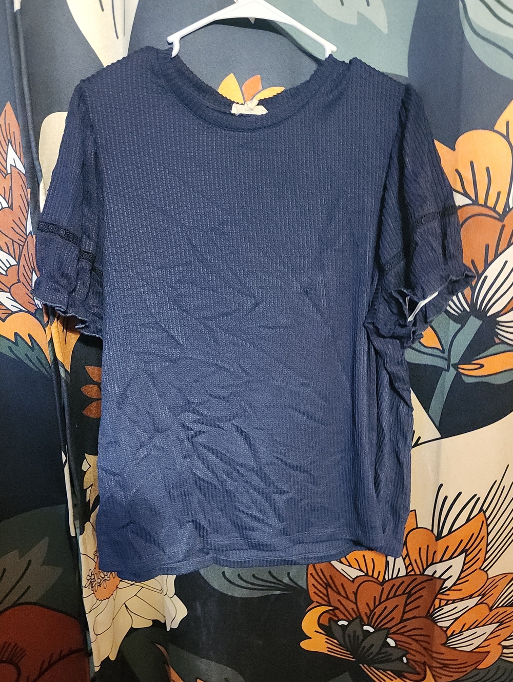 Classic Navy Short Sleeve Textured Tee
